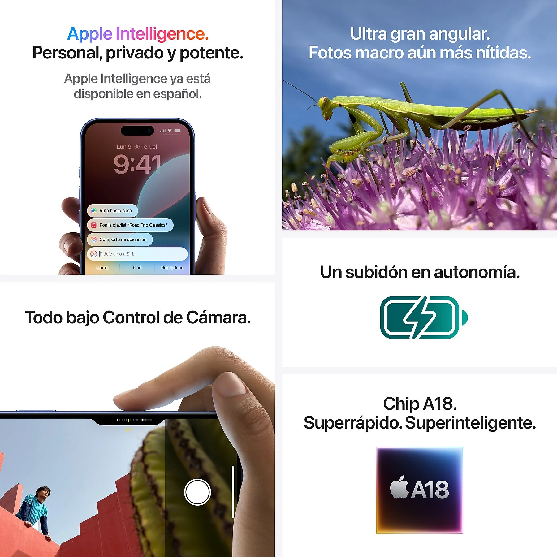 Apple iPhone 16, Verde azulado, 128 GB, 5G, 6.1 " OLED Nuevo - Imagen 5